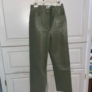 Wilfred Light Green Faux Leather Pants